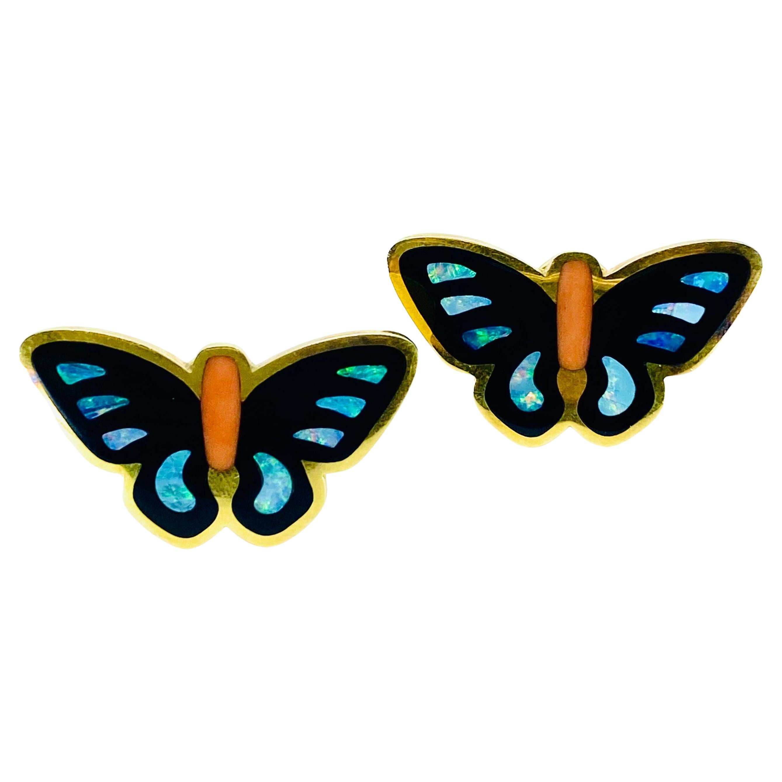 Tiffany & Co. Butterfly Earrings Angela Cummings 18k Gold Enamel In Good Condition In Beverly Hills, CA