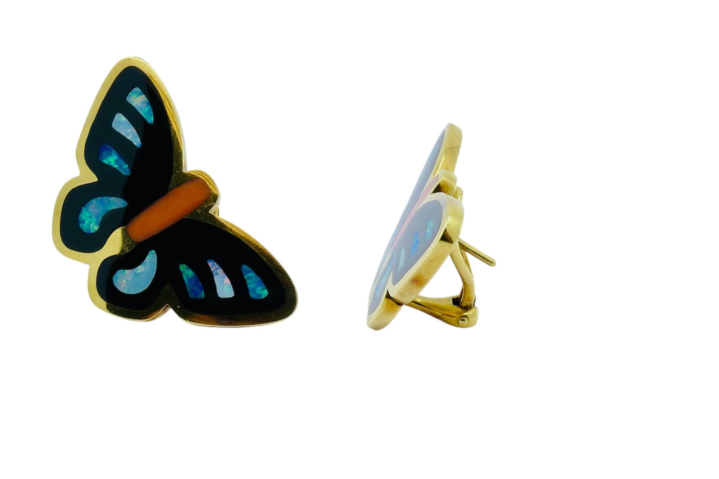 Tiffany & Co. Butterfly Earrings Angela Cummings 18k Gold Enamel 1