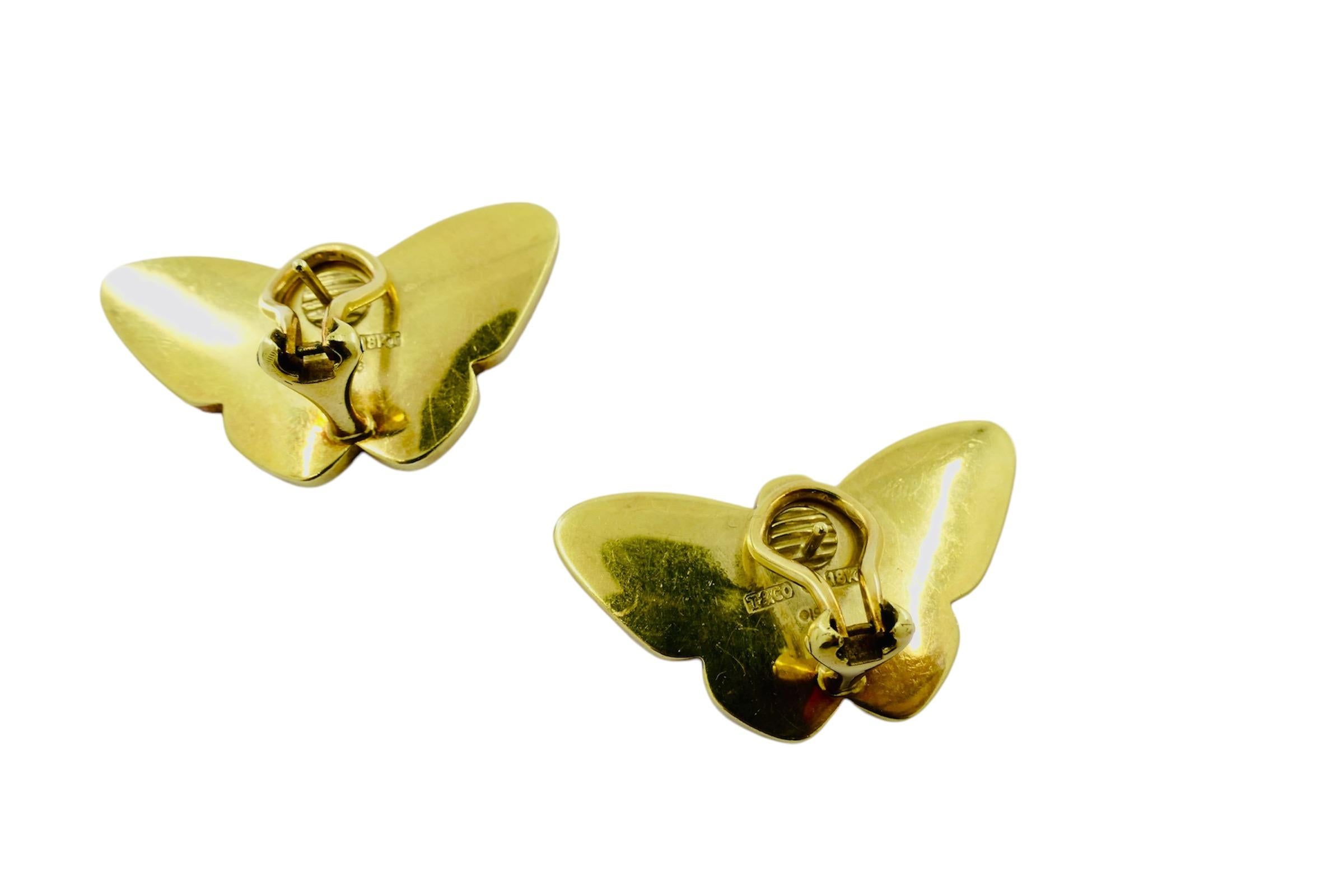 Tiffany & Co. Butterfly Earrings Angela Cummings 18k Gold Enamel 3