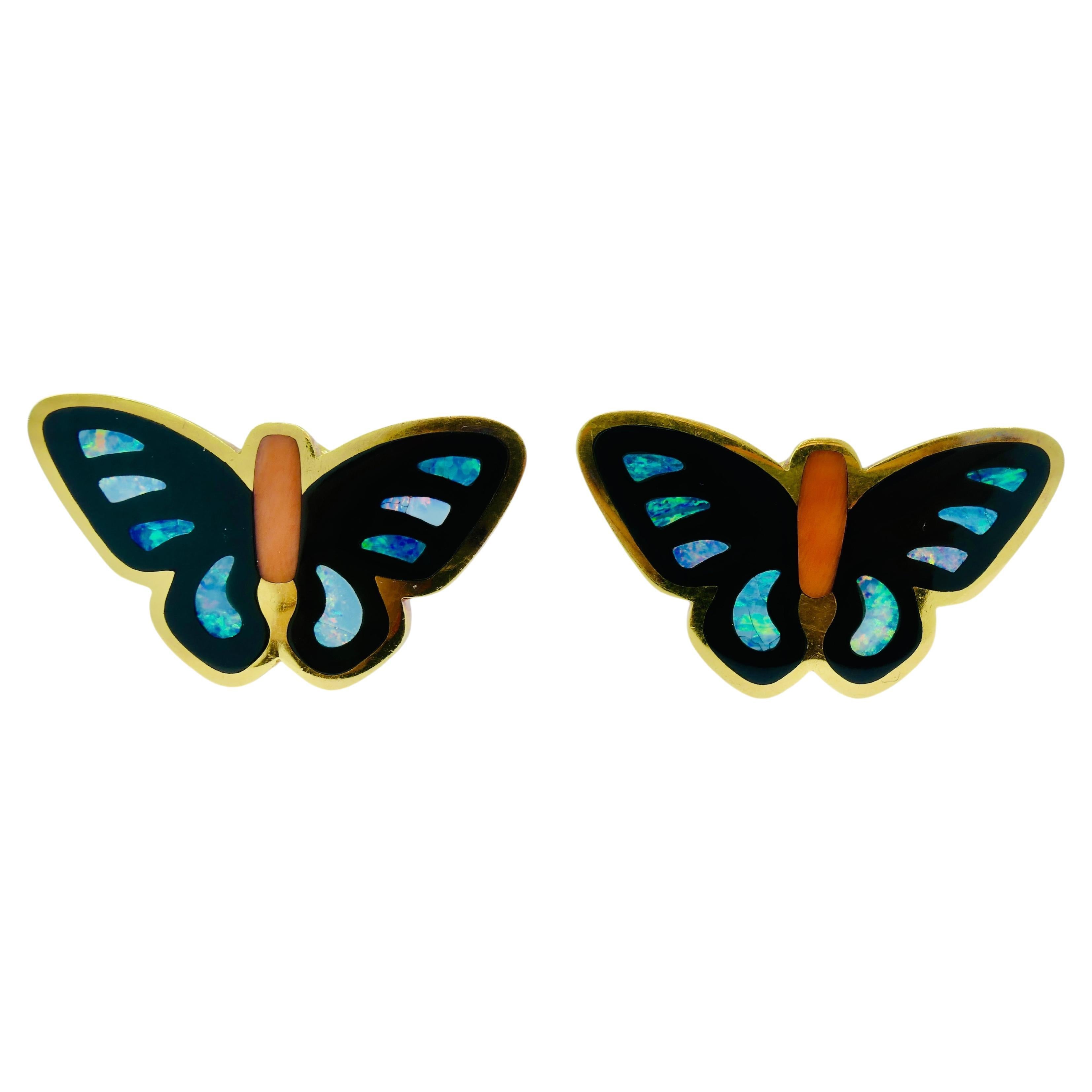 Tiffany & Co. Butterfly Earrings Angela Cummings 18k Gold Enamel 4
