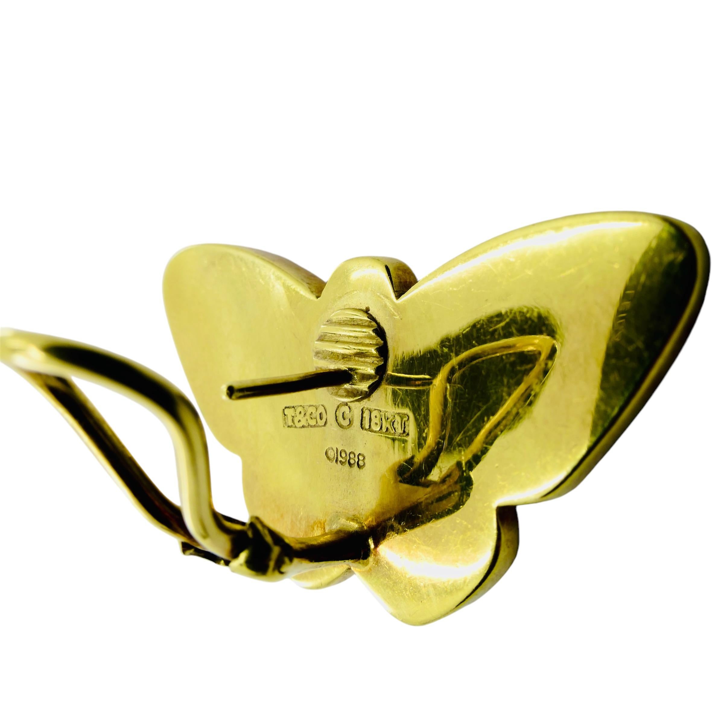 Tiffany & Co. Butterfly Earrings Angela Cummings 18k Gold Enamel 5