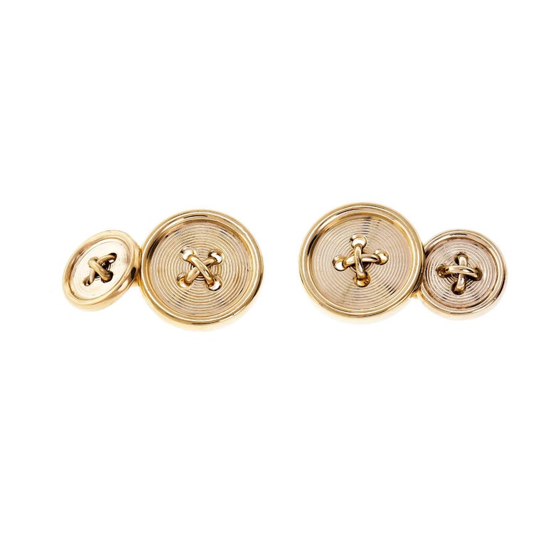 Tiffany and Co. Button Style Gold DoubleSided Cufflinks at 1stDibs
