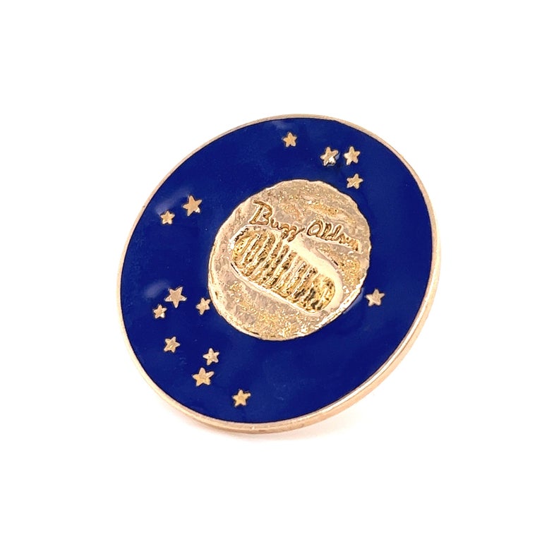 Retro Tiffany & Co. Buzz Aldrin Moon Landing 14k Gold Commemorative Pin For Sale