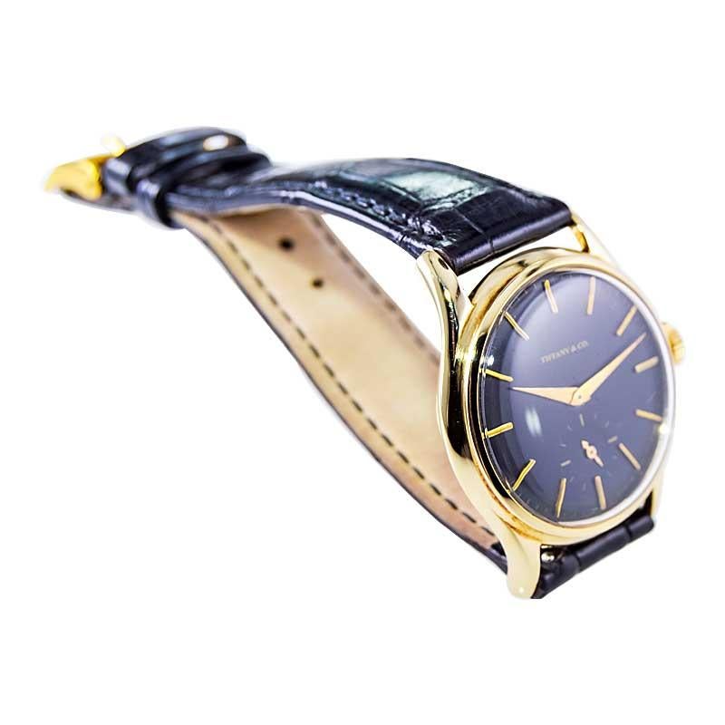 Tiffany & Co. von Agassiz 14Kt. Massivgold-Art-déco-Uhr, handgefertigt, 1940er Jahre für Damen oder Herren im Angebot