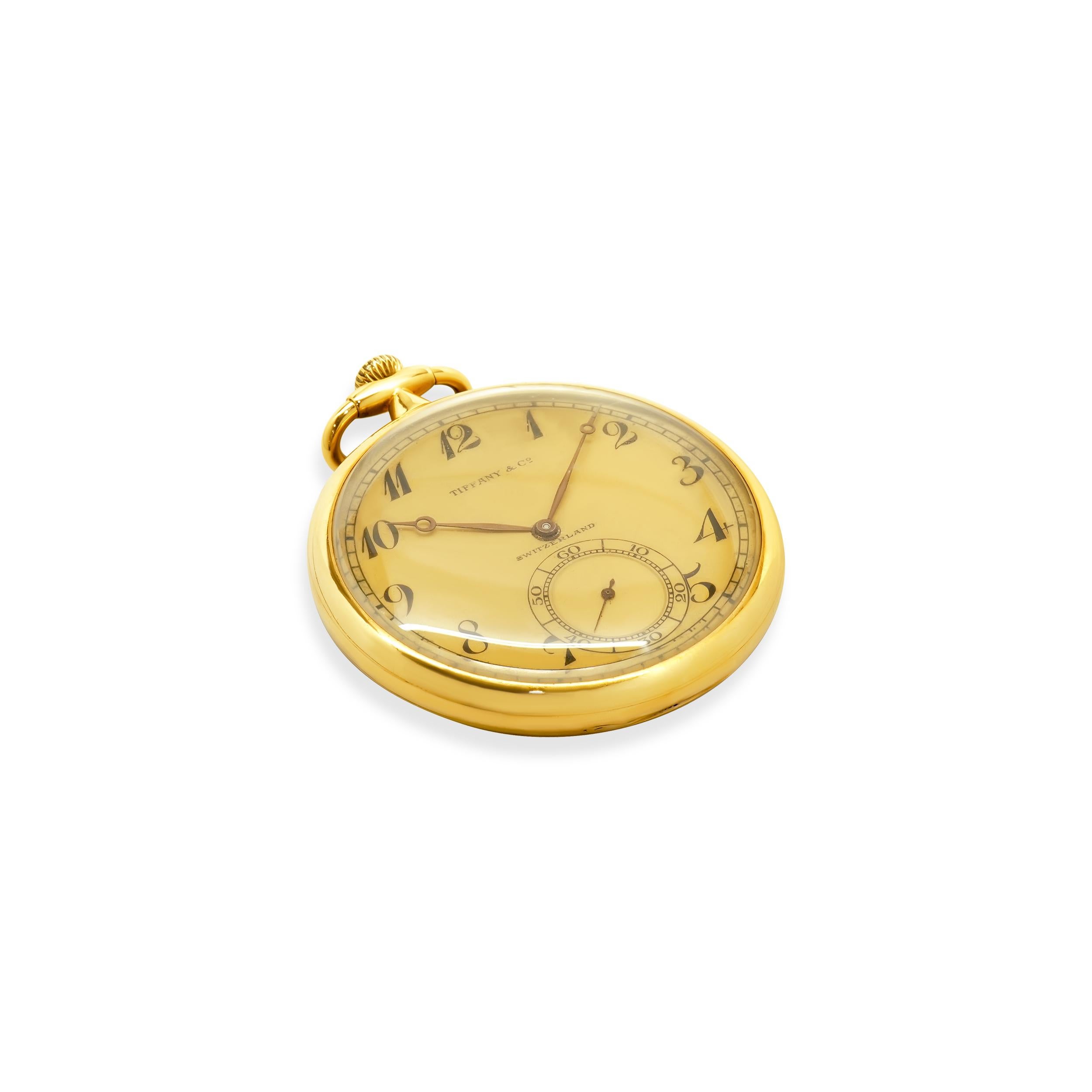 Tiffany & Co. by Agassiz 18 Karat Yellow Gold 1922 Pocket Watch In Good Condition For Sale In Scottsdale, AZ
