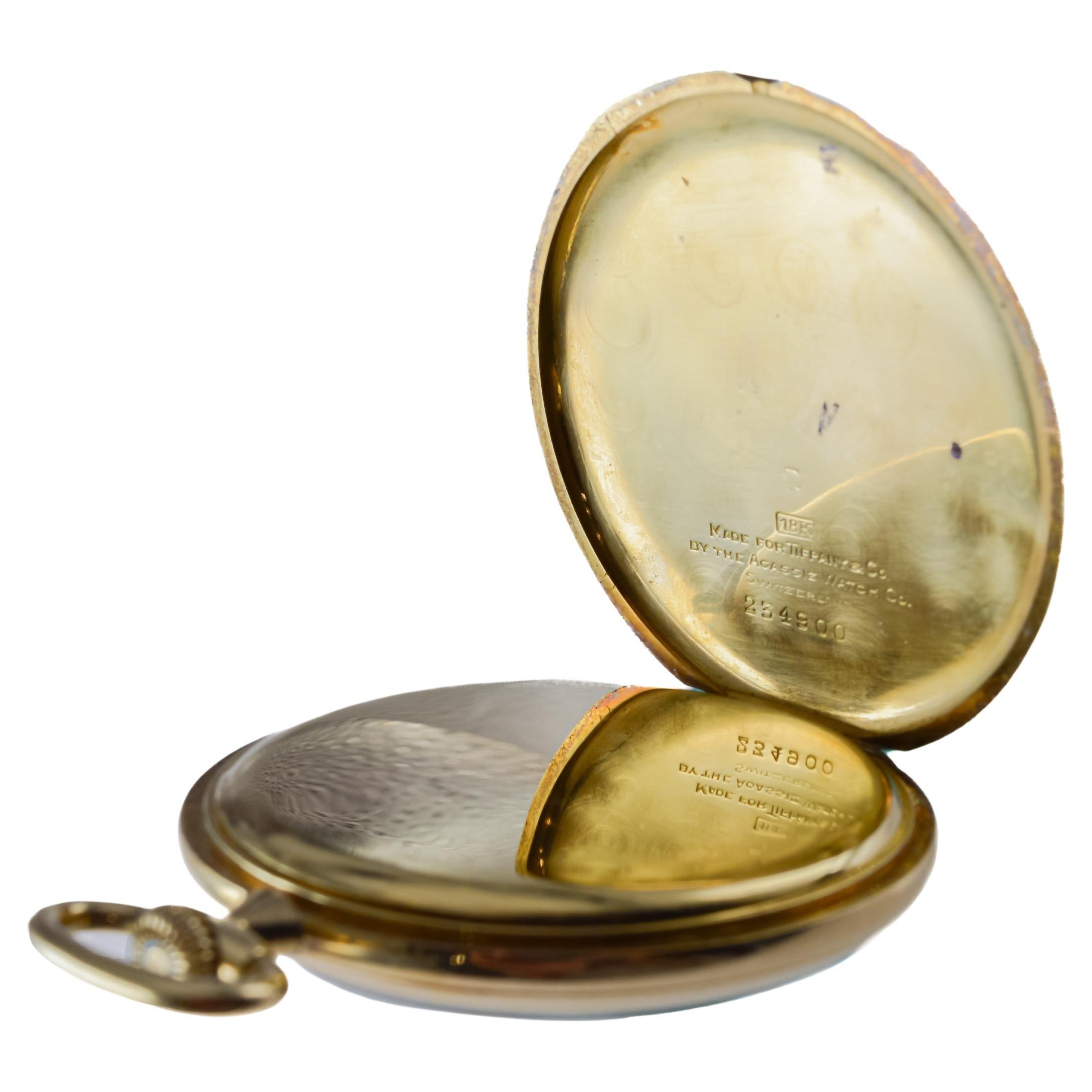Tiffany & Co. by Agassiz 18Kt Solid Gold Art Deco Pocket Watch circa 1920's 9