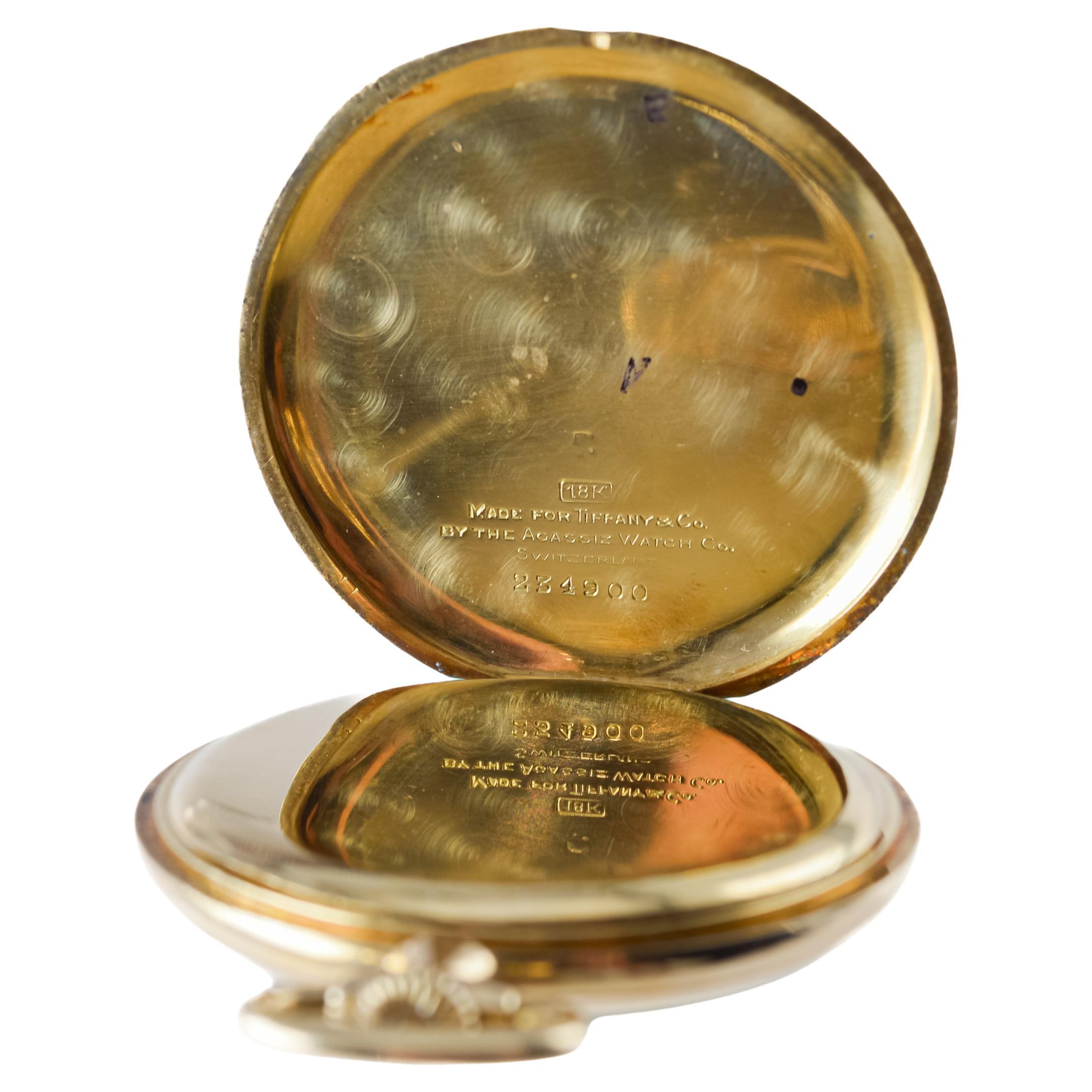 Tiffany & Co. by Agassiz 18Kt Solid Gold Art Deco Pocket Watch circa 1920's 10