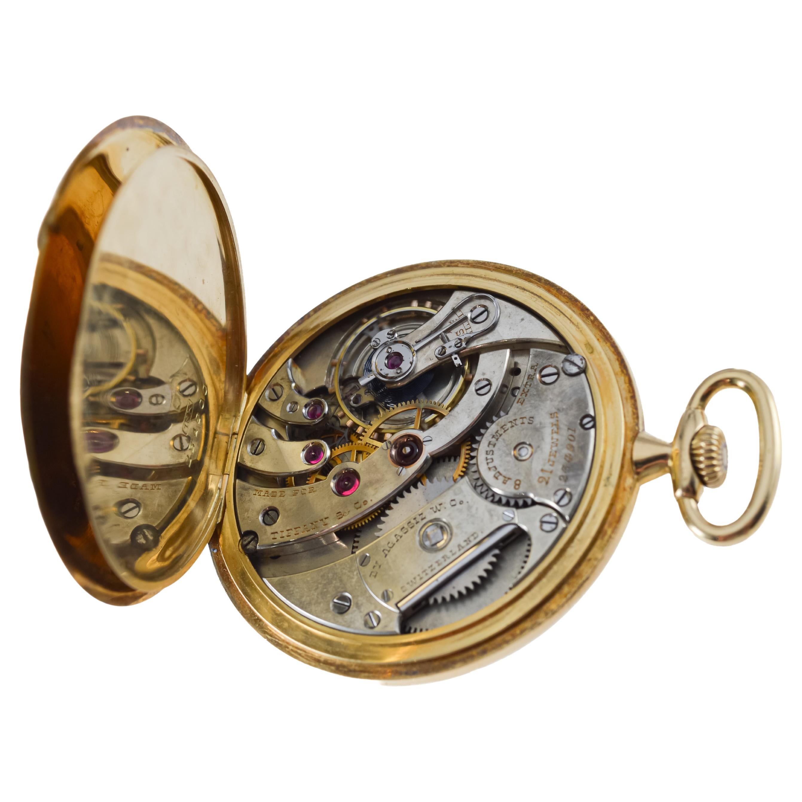 Tiffany & Co. by Agassiz 18Kt Solid Gold Art Deco Pocket Watch circa 1920's 12