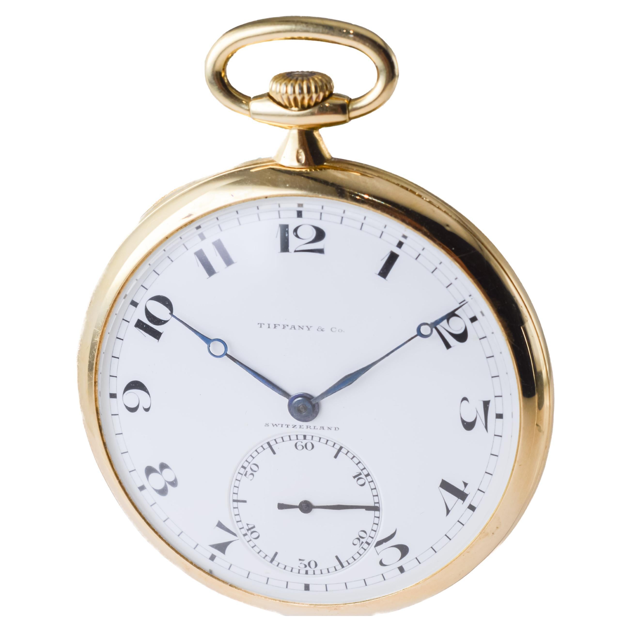 Women's or Men's Tiffany & Co. by Agassiz 18Kt Solid Gold Art Deco Pocket Watch circa 1920's