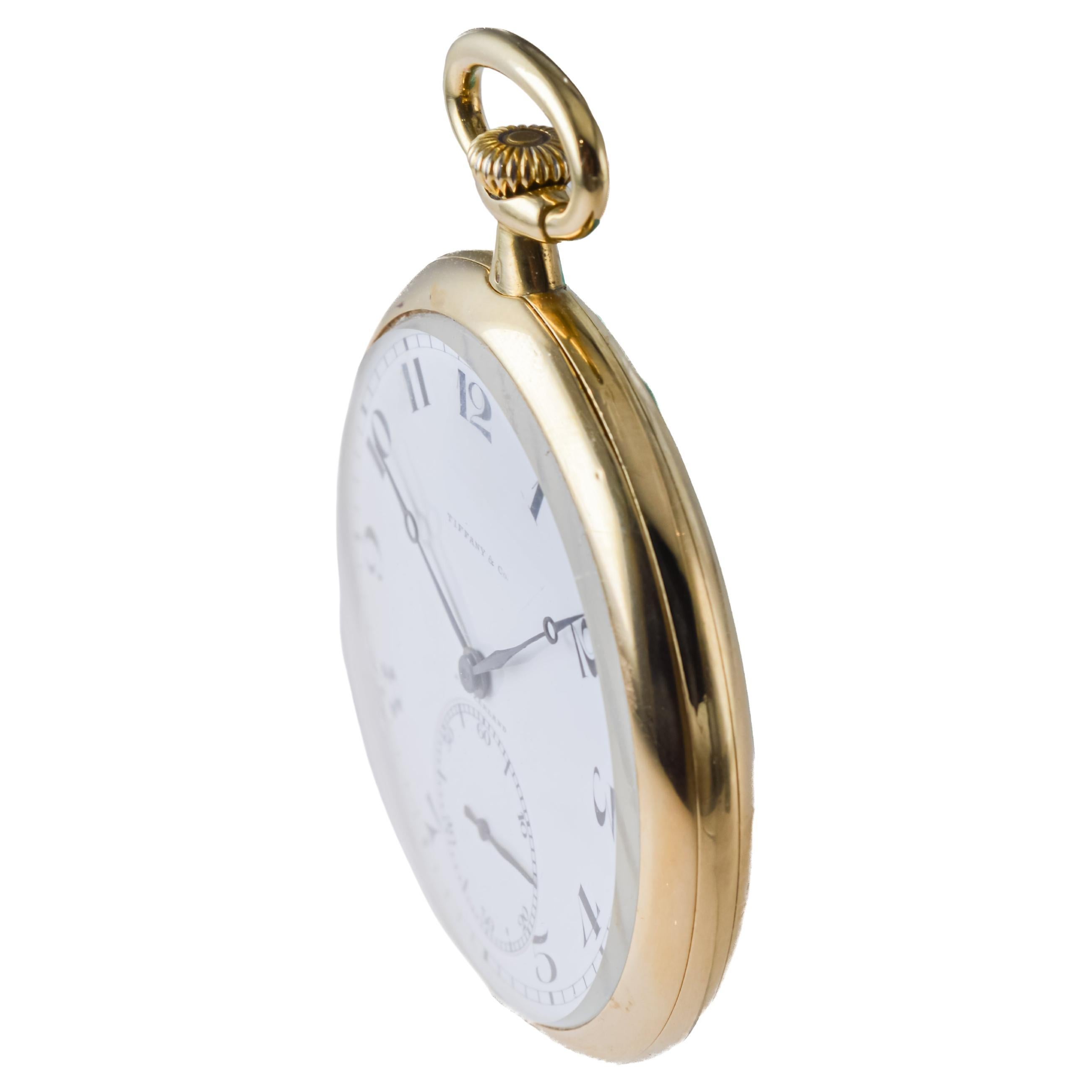 Tiffany & Co. by Agassiz 18Kt Solid Gold Art Deco Pocket Watch circa 1920's 2