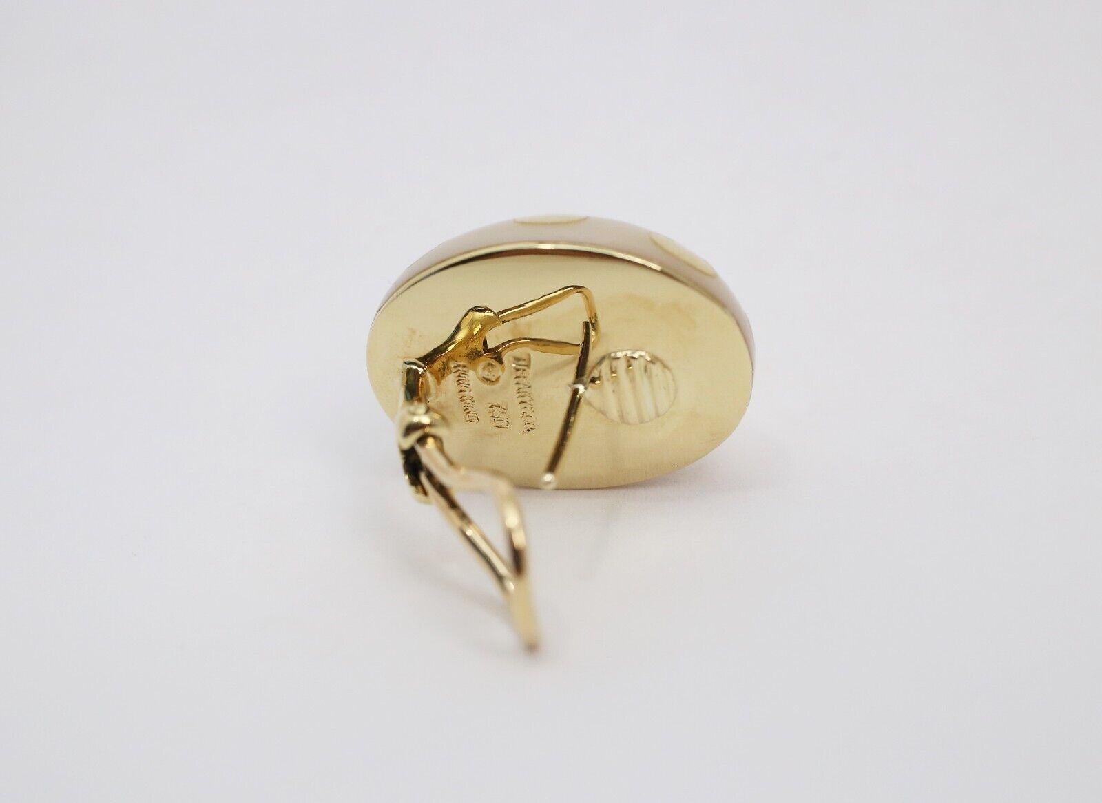 Women's Tiffany & Co. by Angela Cummings 18k Yellow Gold Mother of Pearl Earrings, 16.9g For Sale