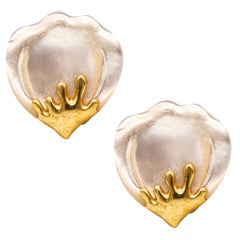 Tiffany Co. by Angela Cummings Petals Earrings 18Kt Yellow Gold with White Nacre