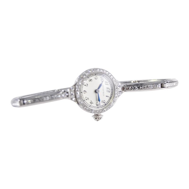 Tiffany & Co. by C. H. Meylan Platinum and Diamomd Art Deco Ladies Watch 1920's 8