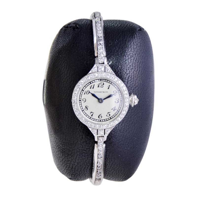 Tiffany & Co. by C. H. Meylan Platinum and Diamomd Art Deco Ladies Watch 1920's 2