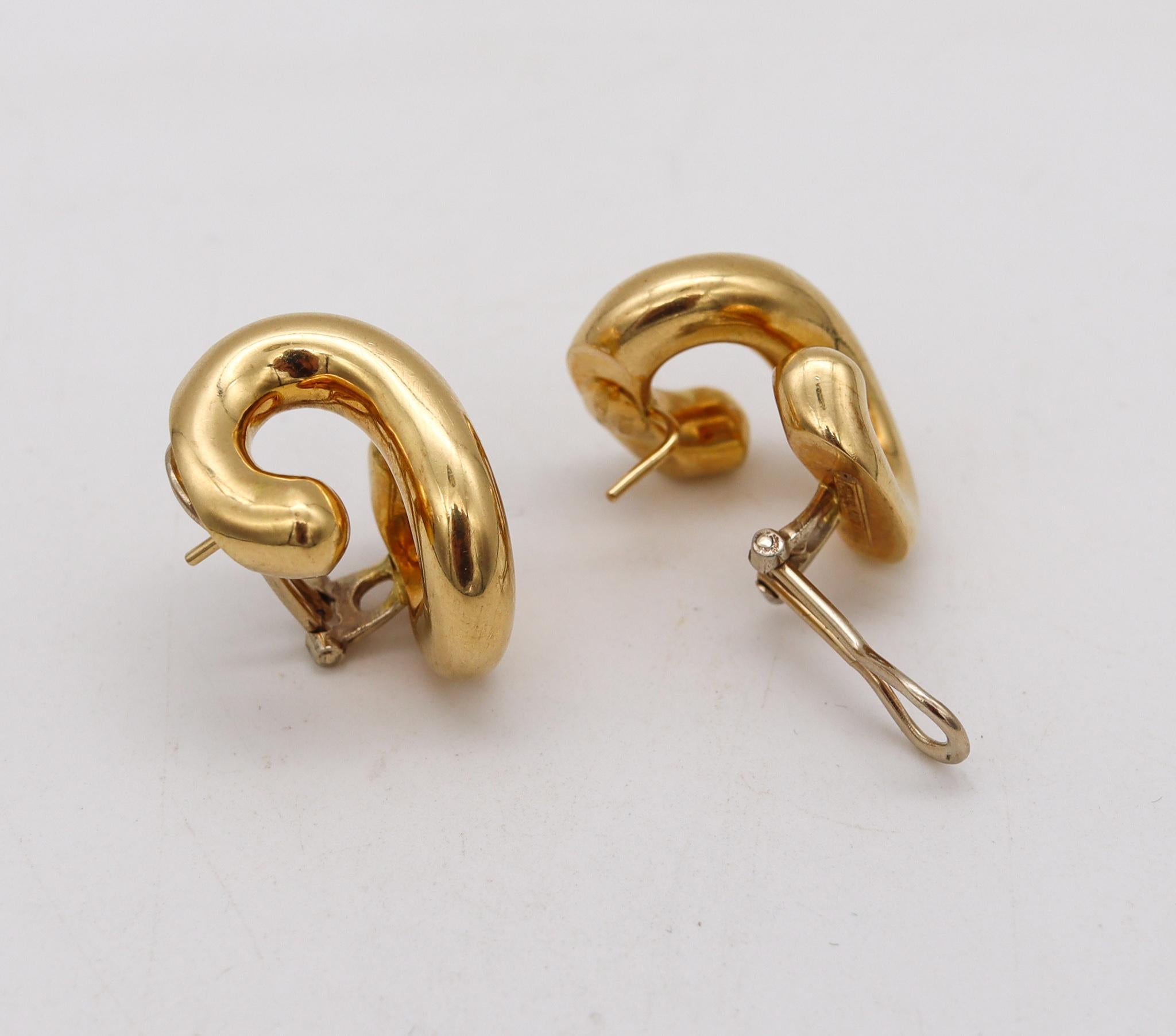 Modern Tiffany & Co. by Carlo Weingrill Three Dimensional Tubular Earrings 18Kt Gold For Sale