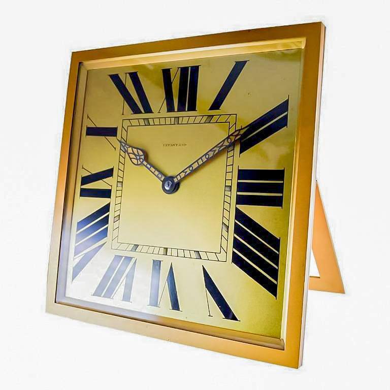 Tiffany & Co. by Charles Hour Brass and Gilt Art Deco Clock, 1920s  For Sale 5