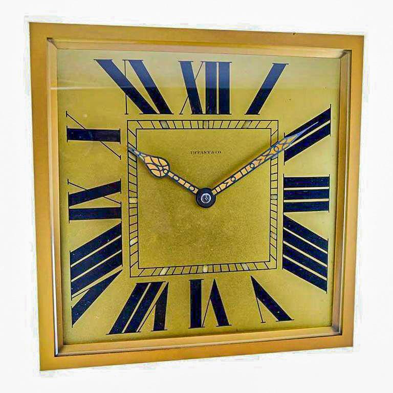 Tiffany & Co. by Charles Hour Brass and Gilt Art Deco Clock, 1920s  For Sale 6