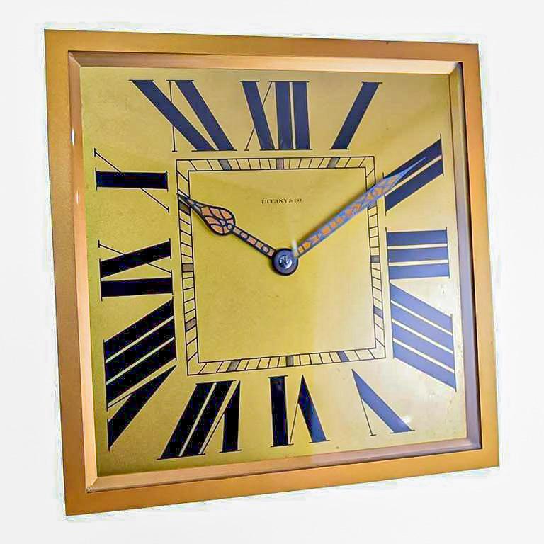 20th Century Tiffany & Co. by Charles Hour Brass and Gilt Art Deco Clock, 1920s  For Sale