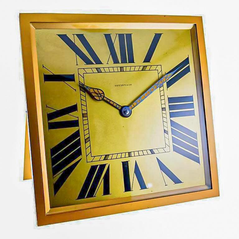 Tiffany & Co. von Charles Hour Uhr aus Messing und vergoldetem Art déco, 1920er Jahre  im Angebot 2