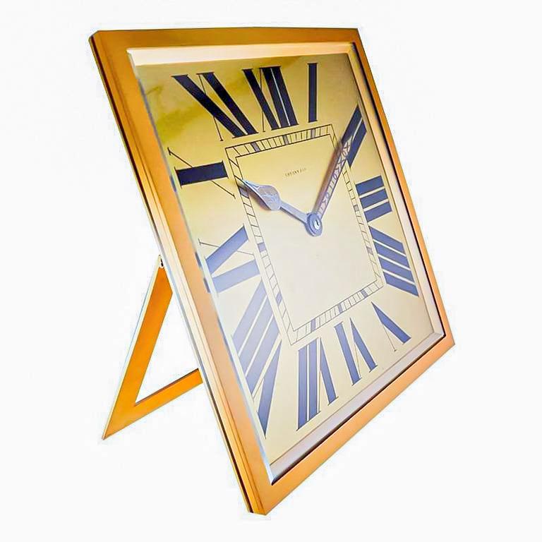 Tiffany & Co. by Charles Hour Brass and Gilt Art Deco Clock, 1920s  For Sale 2