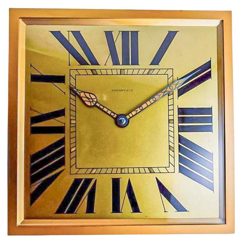 Tiffany & Co. von Charles Hour Uhr aus Messing und vergoldetem Art déco, 1920er Jahre  im Angebot