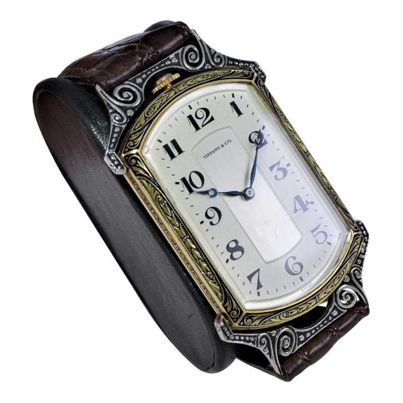 Art Deco Tiffany & Co. by Doxa Oversized 14Kt. Solid Gold Oversized Wristwatch circa 1930 For Sale