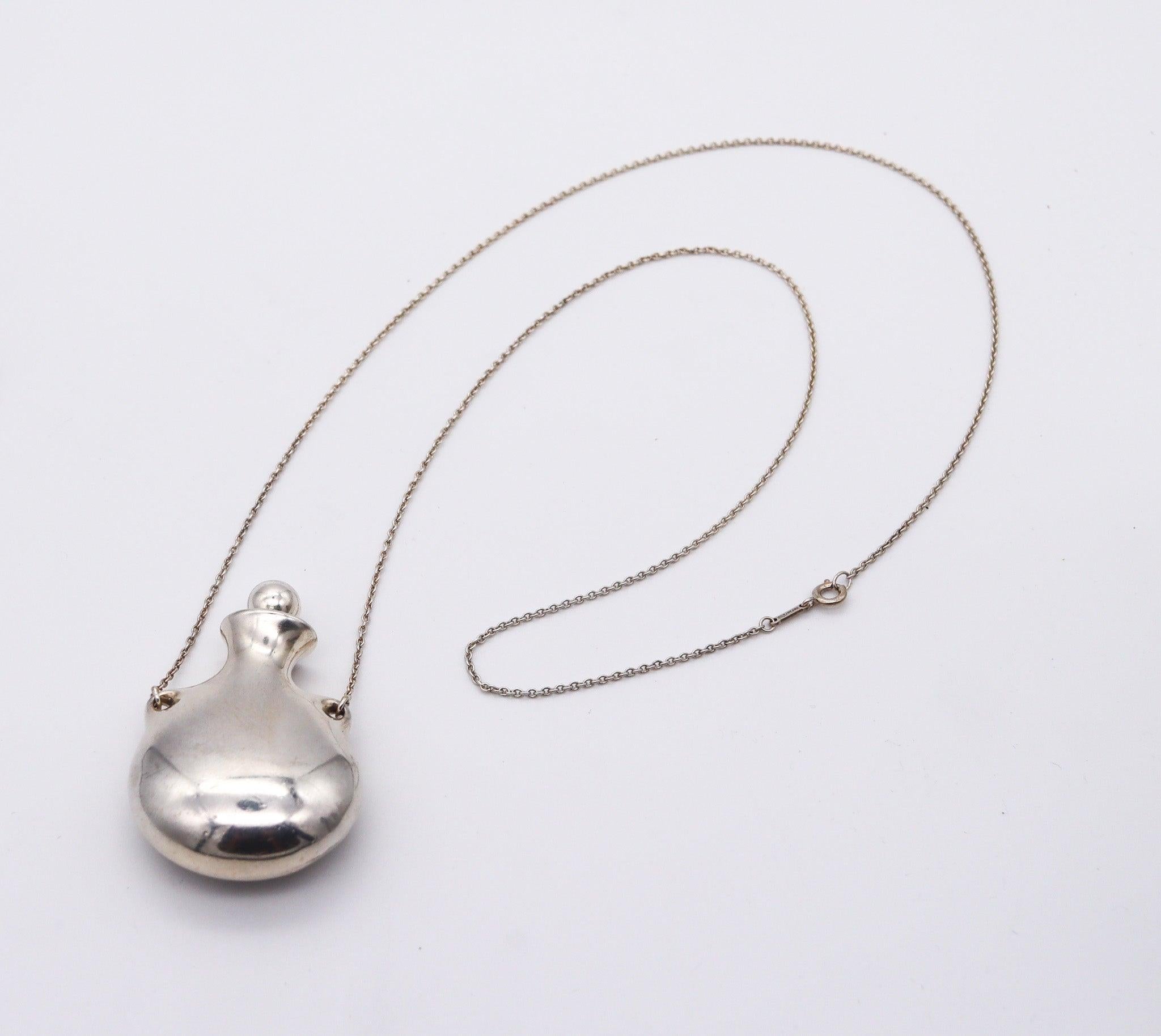 Modernist TIFFANY & CO. By Elsa Peretti Freeform Bottle With Lid Necklace in 925 Sterling