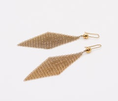 TIFFANY & CO. By Elsa Peretti Large Long Drop Mesh Earrings In 18Kt Yellow Gold