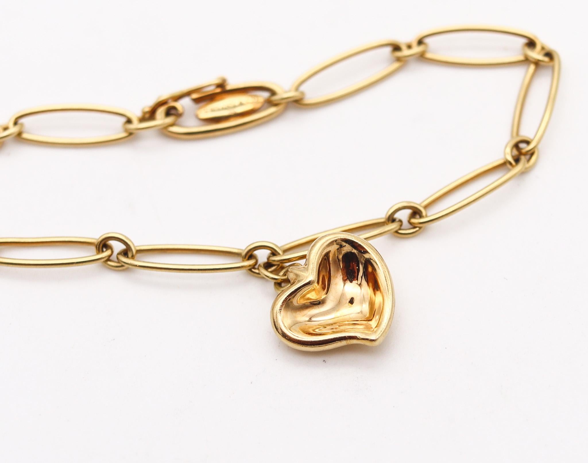 Modern Tiffany & Co By Elsa Peretti Links Bracelet With Heart In Solid 18Kt Yellow Gold For Sale