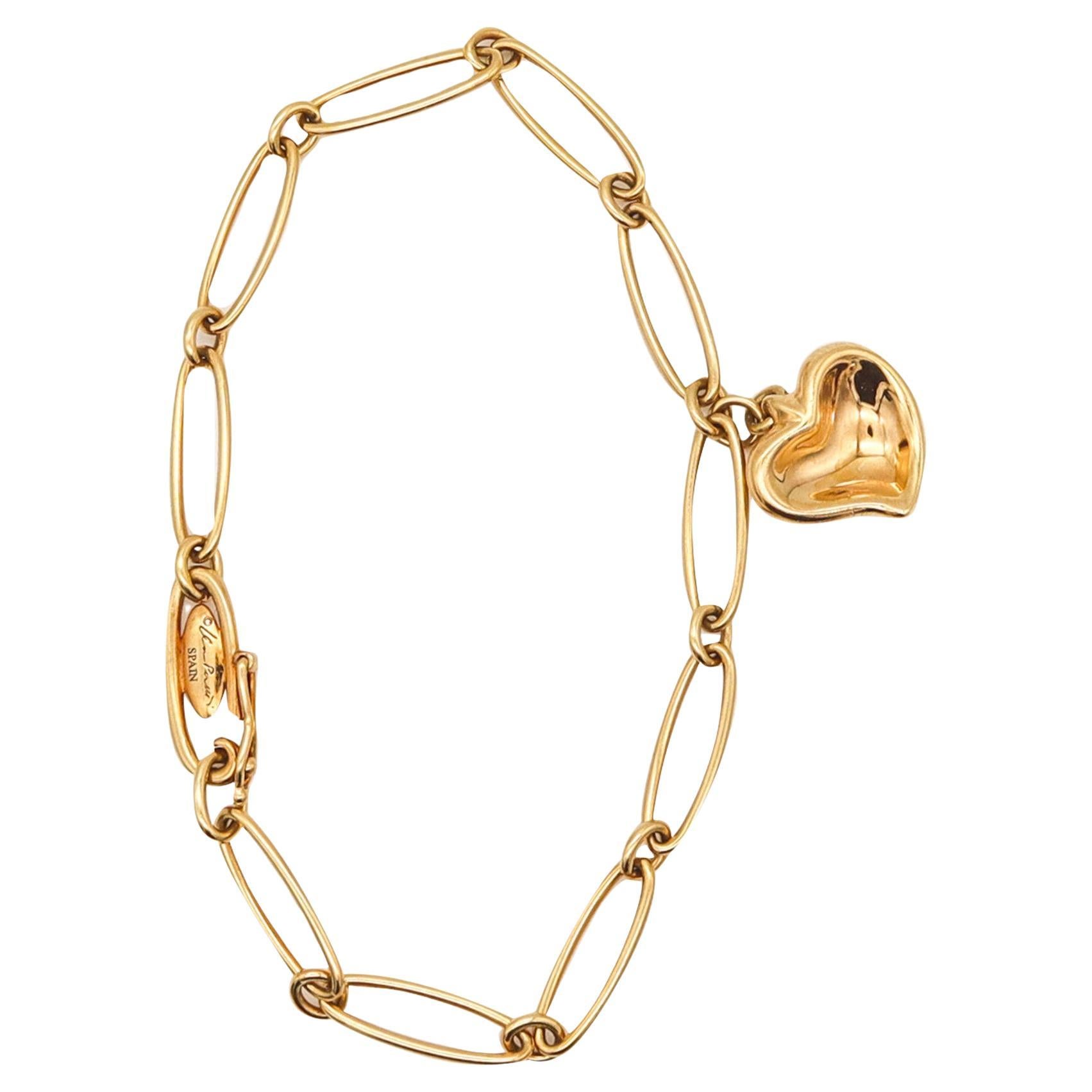 Tiffany & Co By Elsa Peretti Links Bracelet With Heart In Solid 18Kt Yellow Gold For Sale