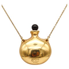 Parfümflasche-Halskette von Elsa Peretti von Tiffany & Co. aus 18 Karat Gold mit schwarzer Jade