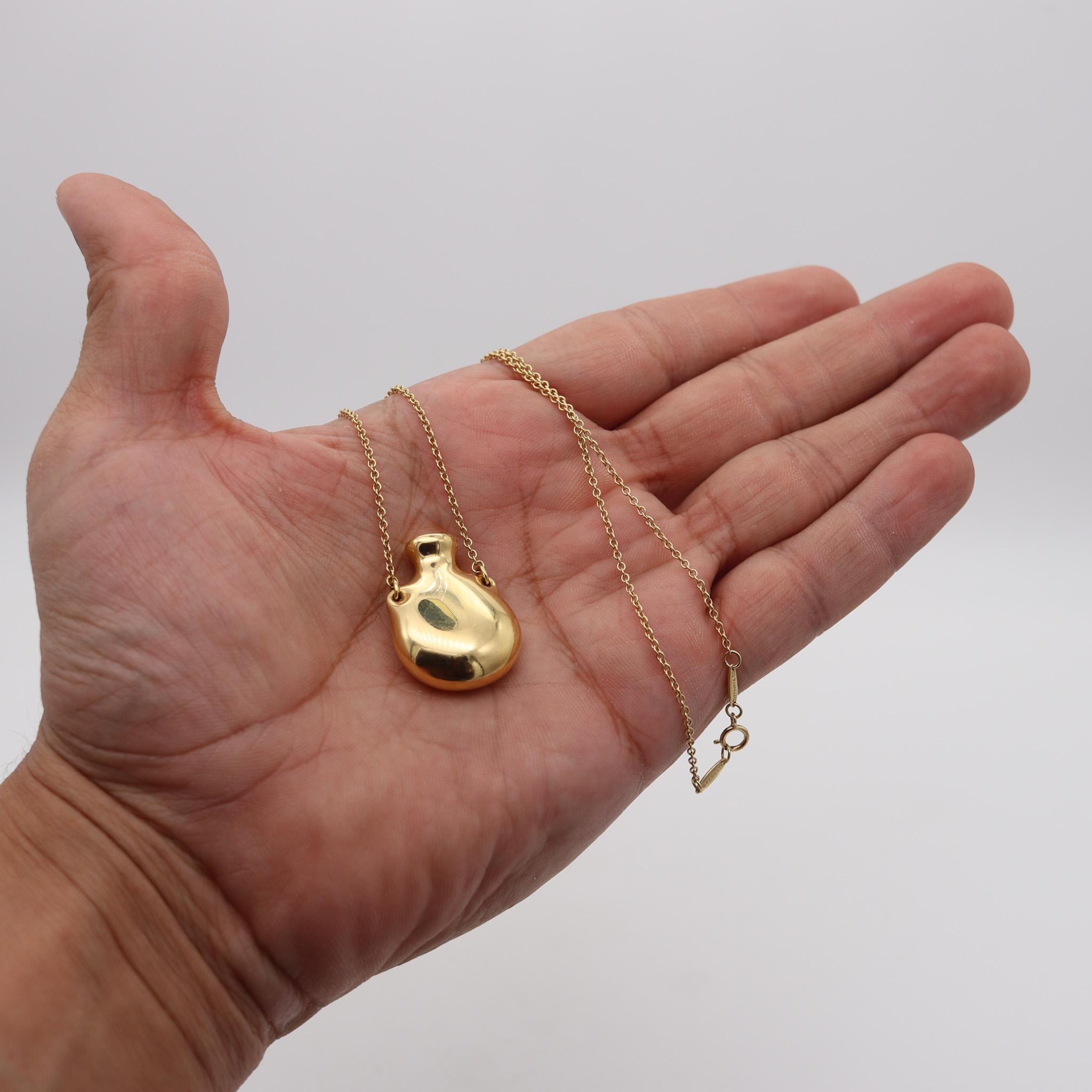 Modernist Tiffany & Co. By Elsa Peretti Scent Bottle Necklace In Solid 18Kt Yellow Gold