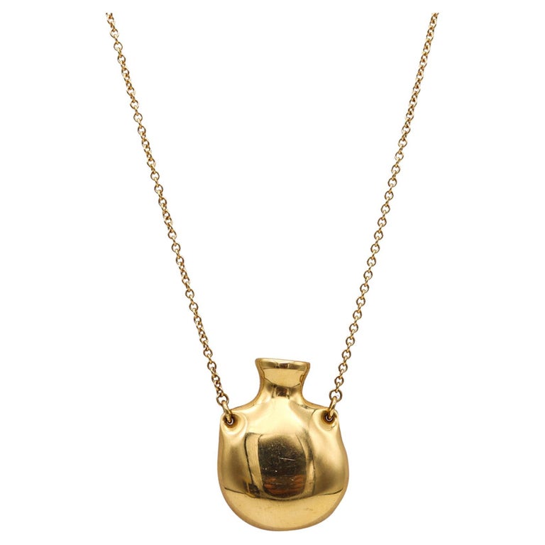Tiffany By Elsa Peretti Scent Bottle Necklace In Solid 18Kt Yellow  Gold