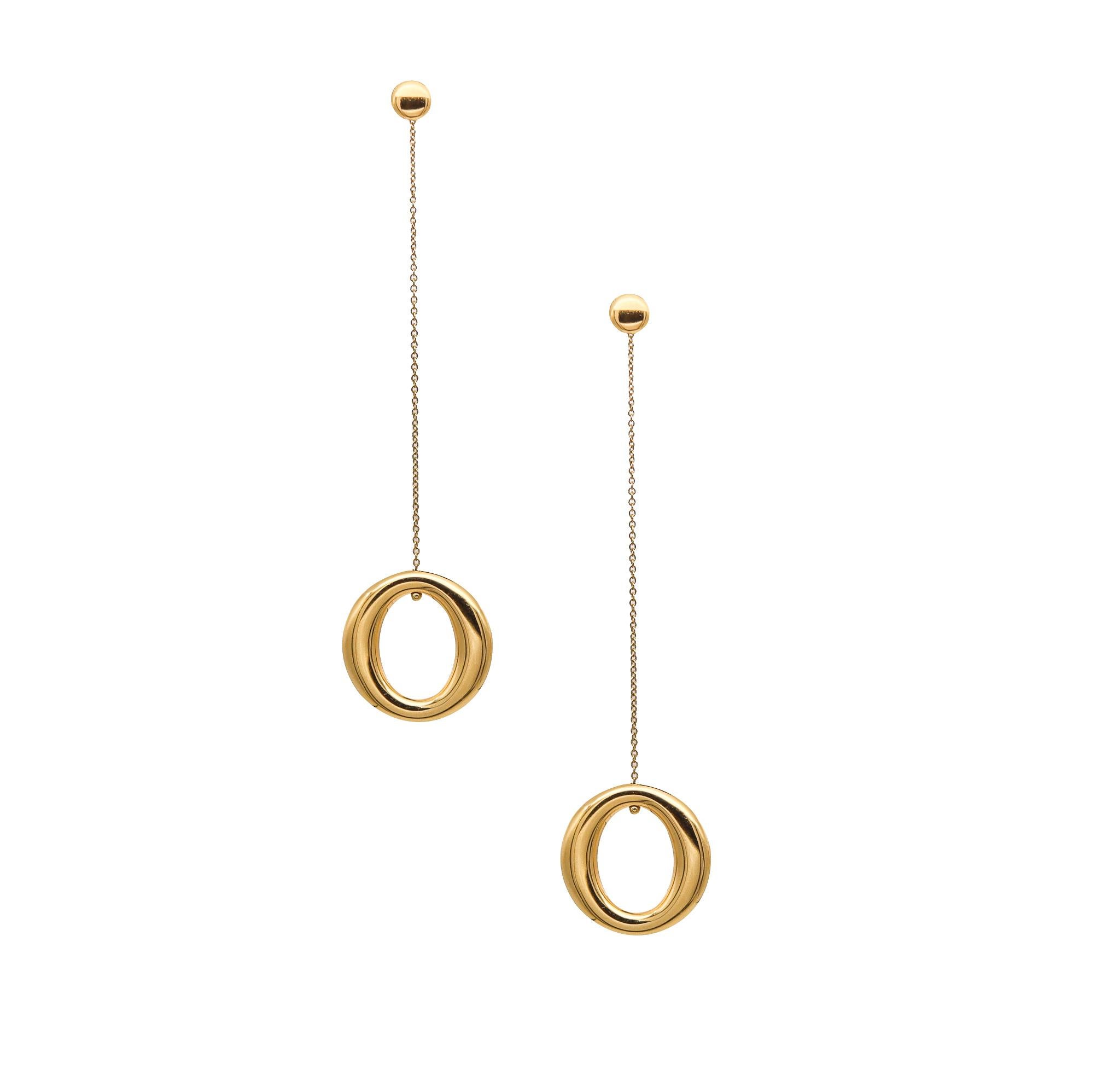 Modernist Tiffany Co by Elsa Peretti Sevillana Long Drop Earrings in 18Kt Yellow Gold