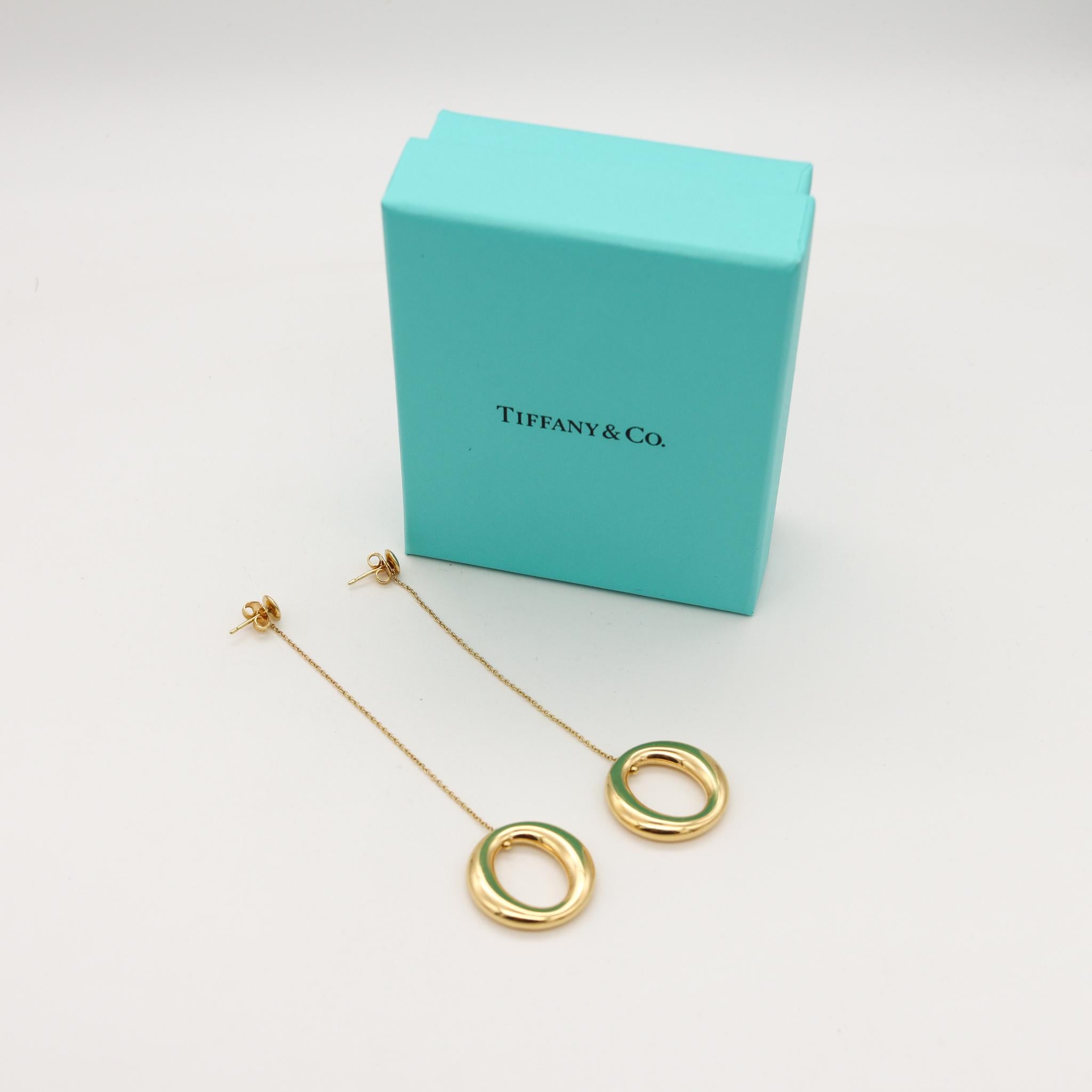 Tiffany Co by Elsa Peretti Sevillana Long Drop Earrings in 18Kt Yellow Gold In Excellent Condition In Miami, FL