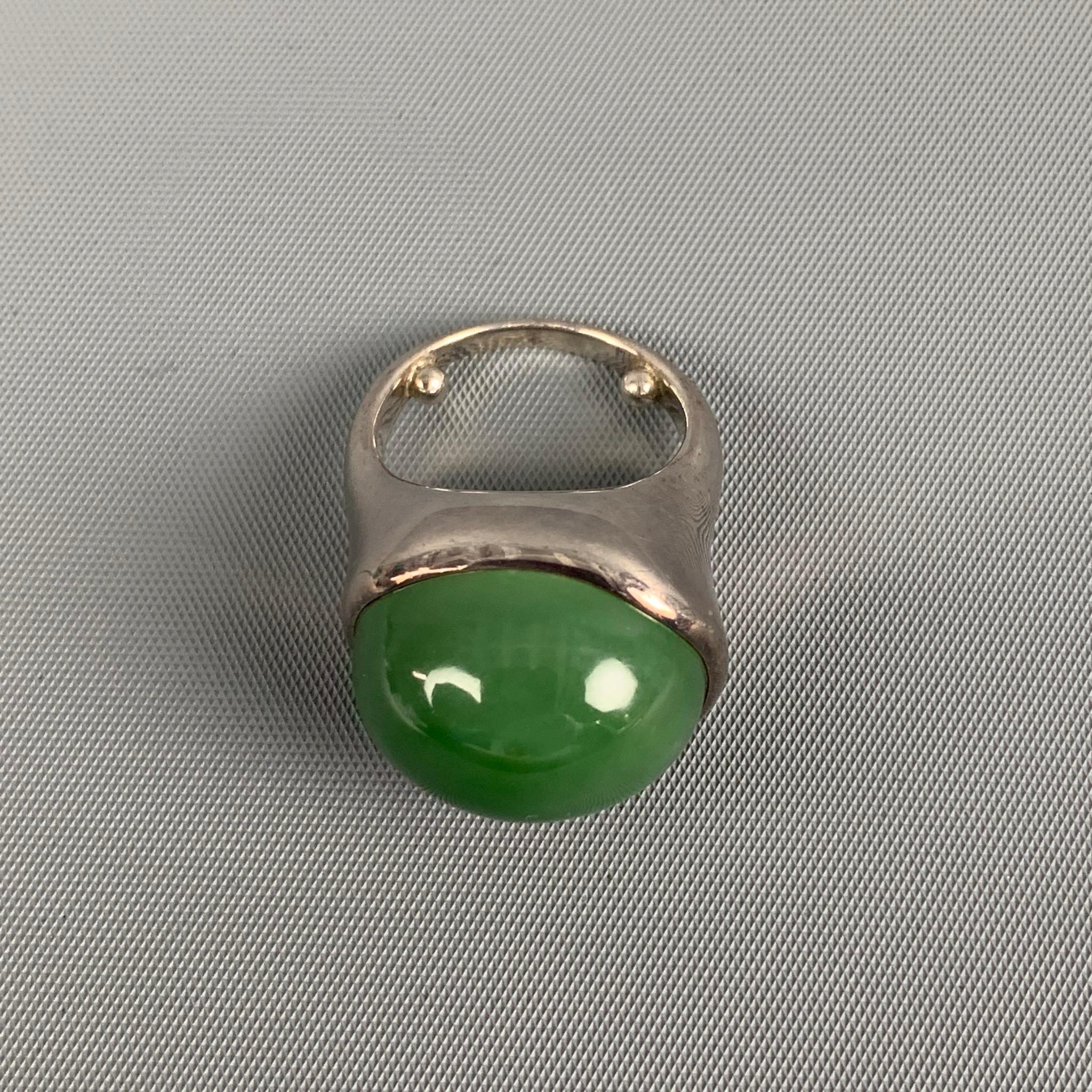 TIFFANY & CO. by Elsa Peretti Size 5.5 Green Jade Sterling Silver Ring