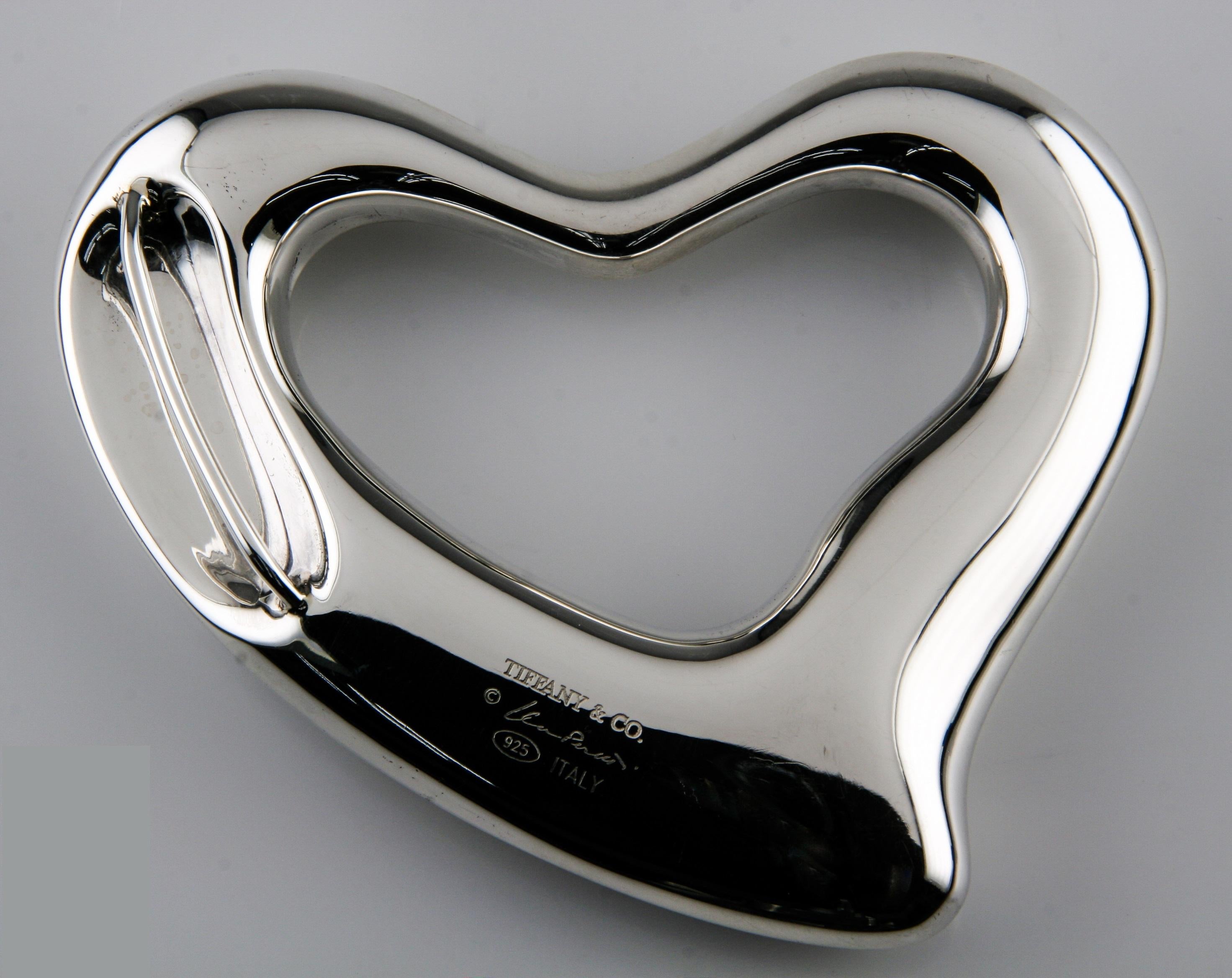Tiffany & Co von Elsa Peretti Sterling Silber Gürtelschnalle mit offenem Herz (Moderne) im Angebot