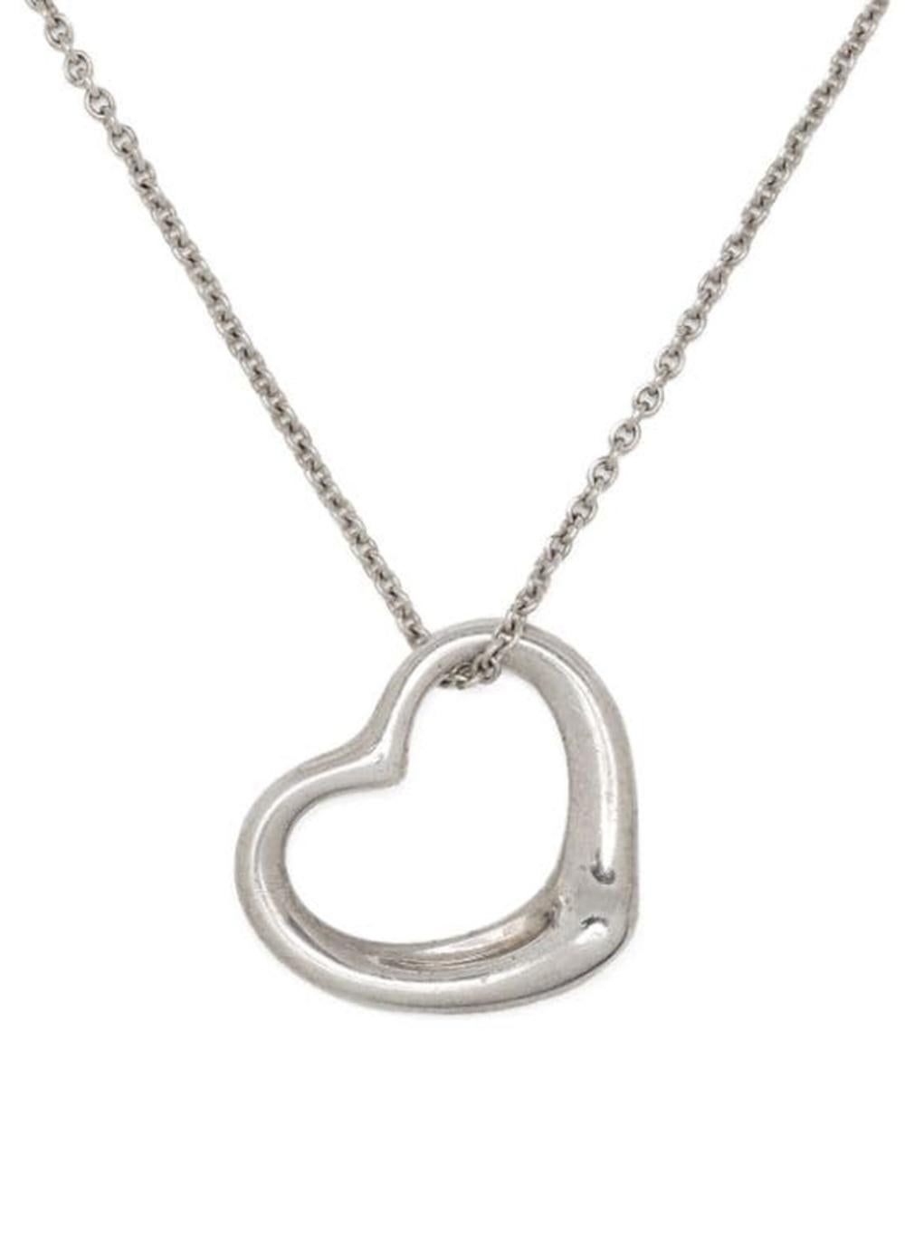 Women's Tiffany & co by Elsa Perreti Open Heart Silver Sterling Necklace For Sale
