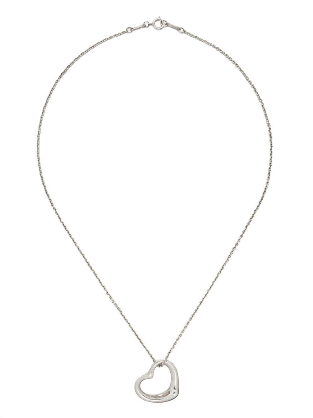Tiffany & co by Elsa Perreti Open Heart Silver Sterling Necklace For Sale 1