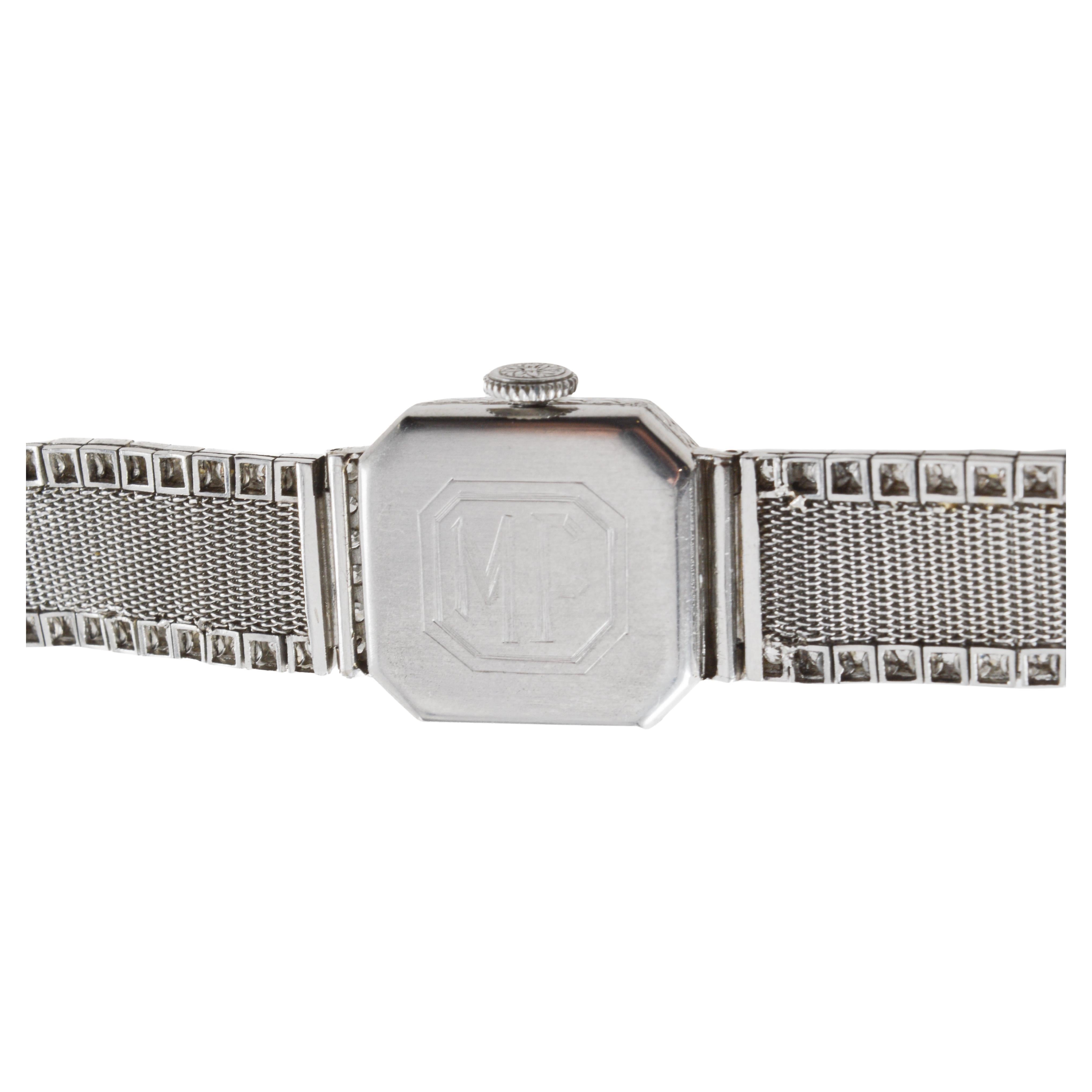 Orologio Tiffany & Co. by Haas Neveux in platino Art Deco del 1920 circa Quadrante di Stern in vendita 7