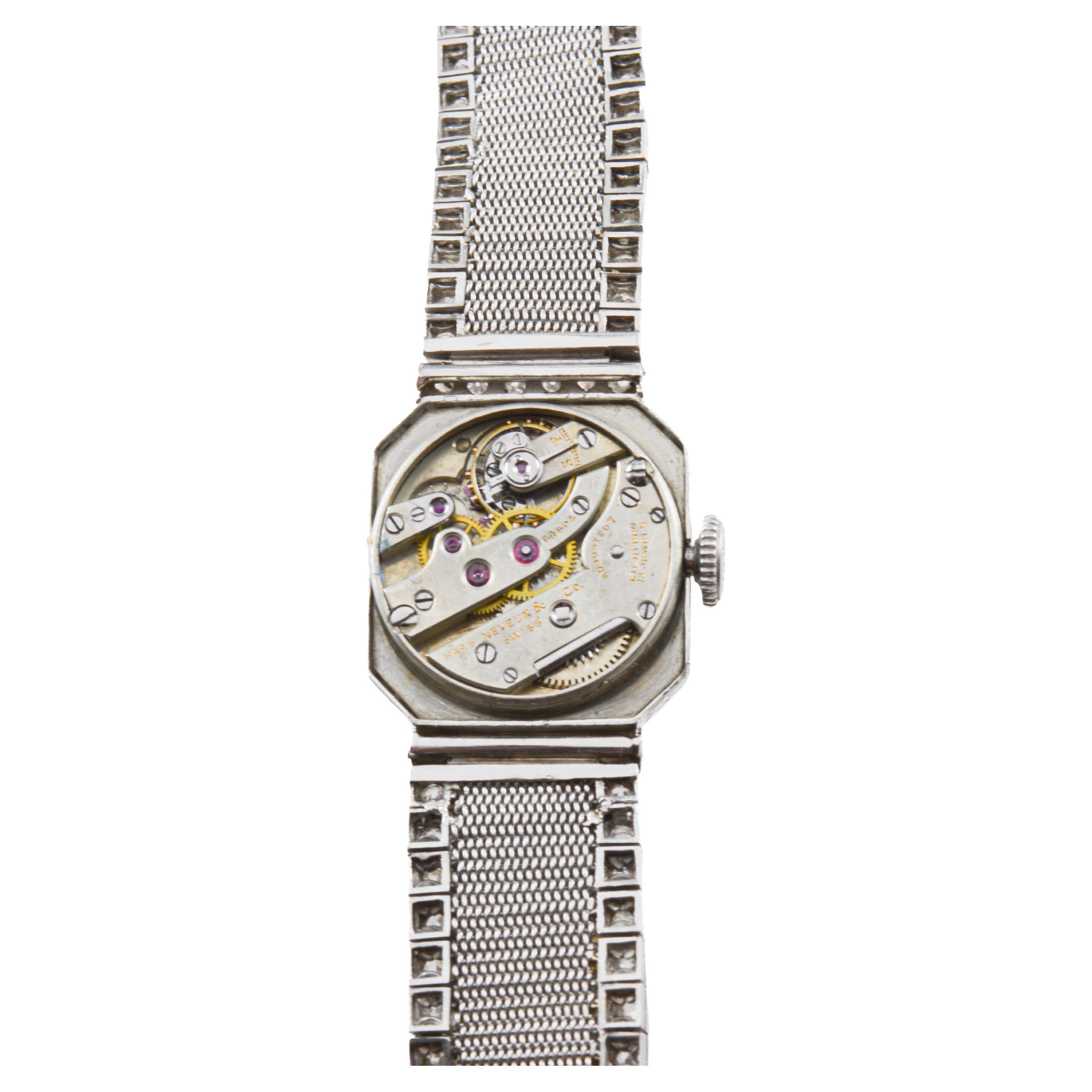Orologio Tiffany & Co. by Haas Neveux in platino Art Deco del 1920 circa Quadrante di Stern in vendita 9