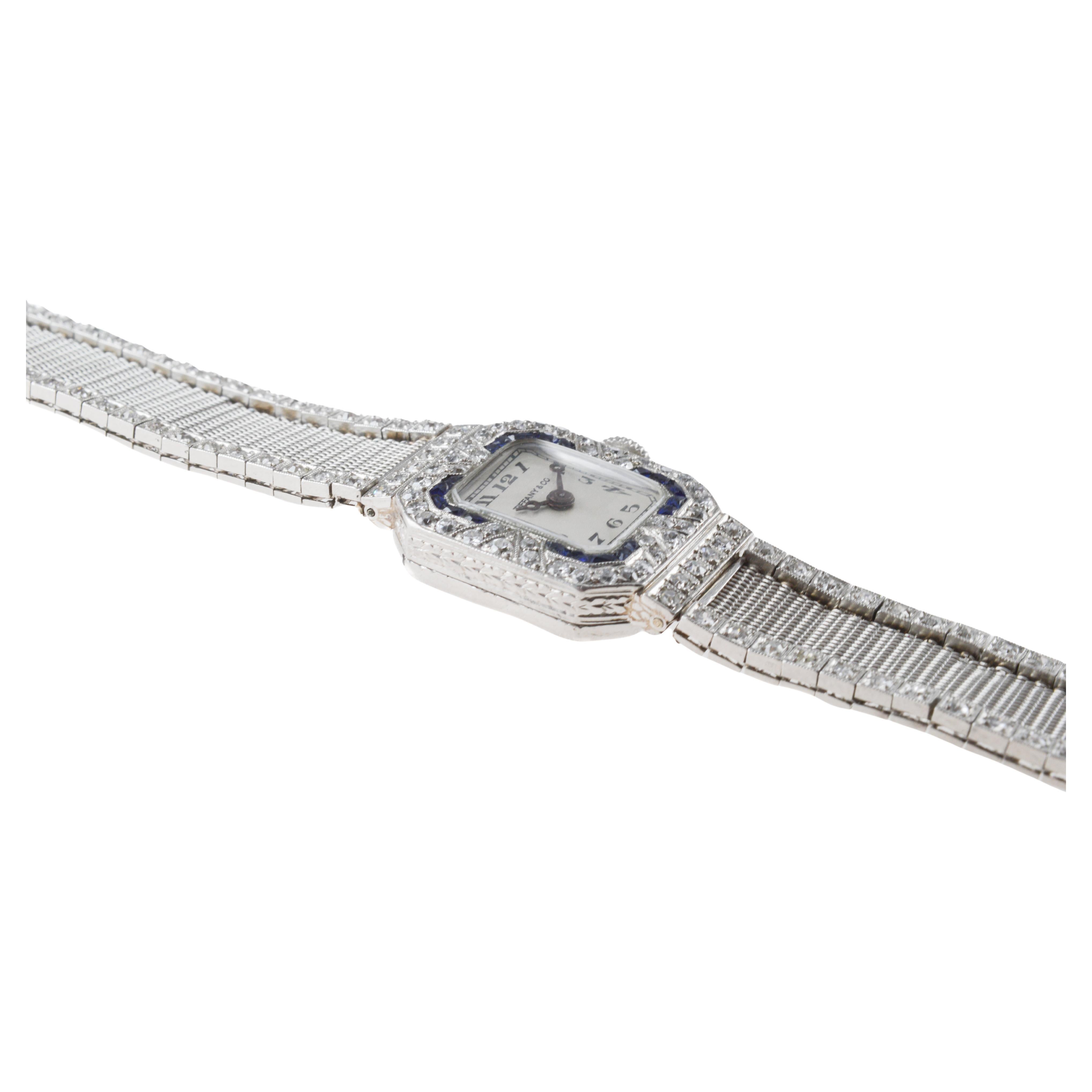 Orologio Tiffany & Co. by Haas Neveux in platino Art Deco del 1920 circa Quadrante di Stern In condizioni ottime in vendita a Long Beach, CA