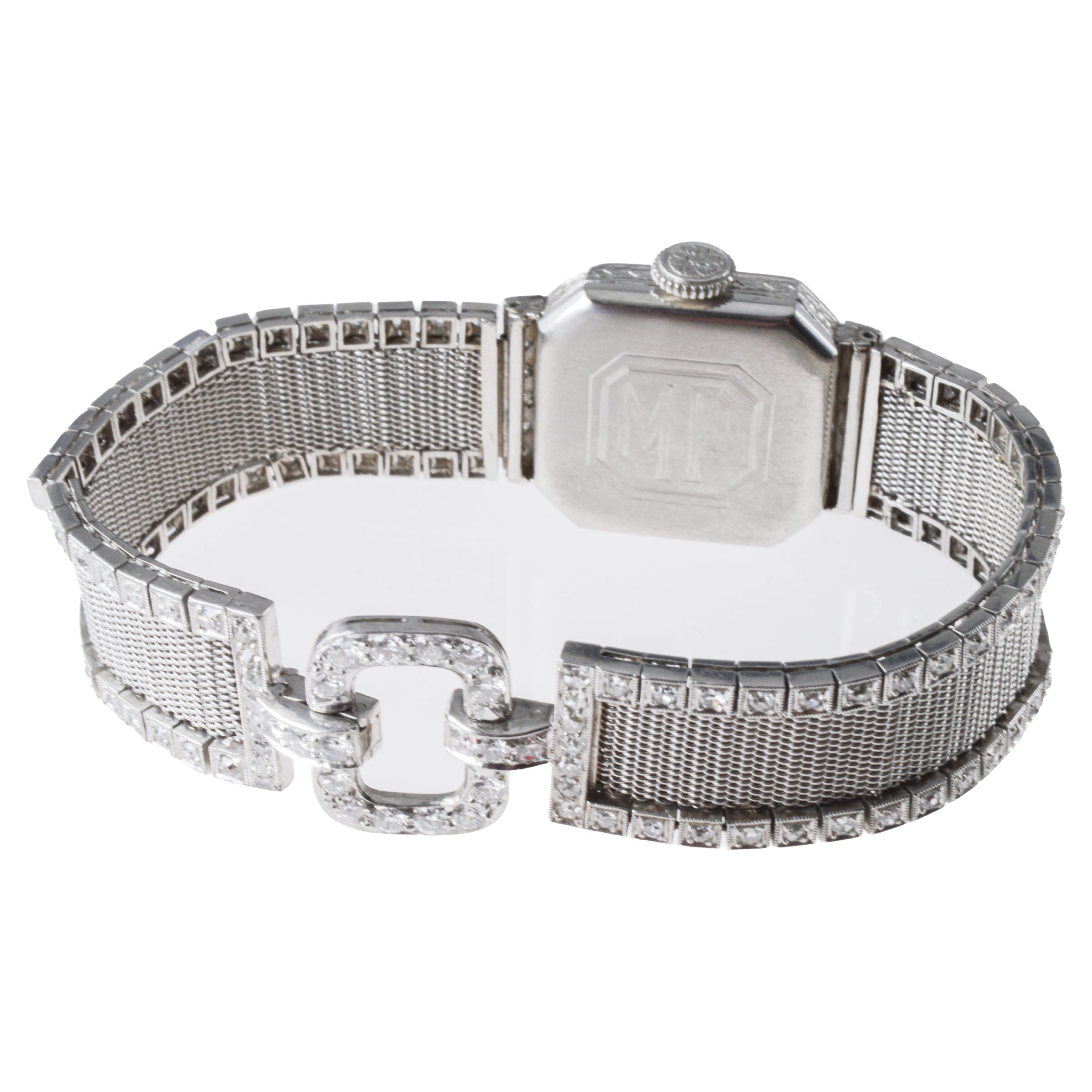 Orologio Tiffany & Co. by Haas Neveux in platino Art Deco del 1920 circa Quadrante di Stern in vendita 4