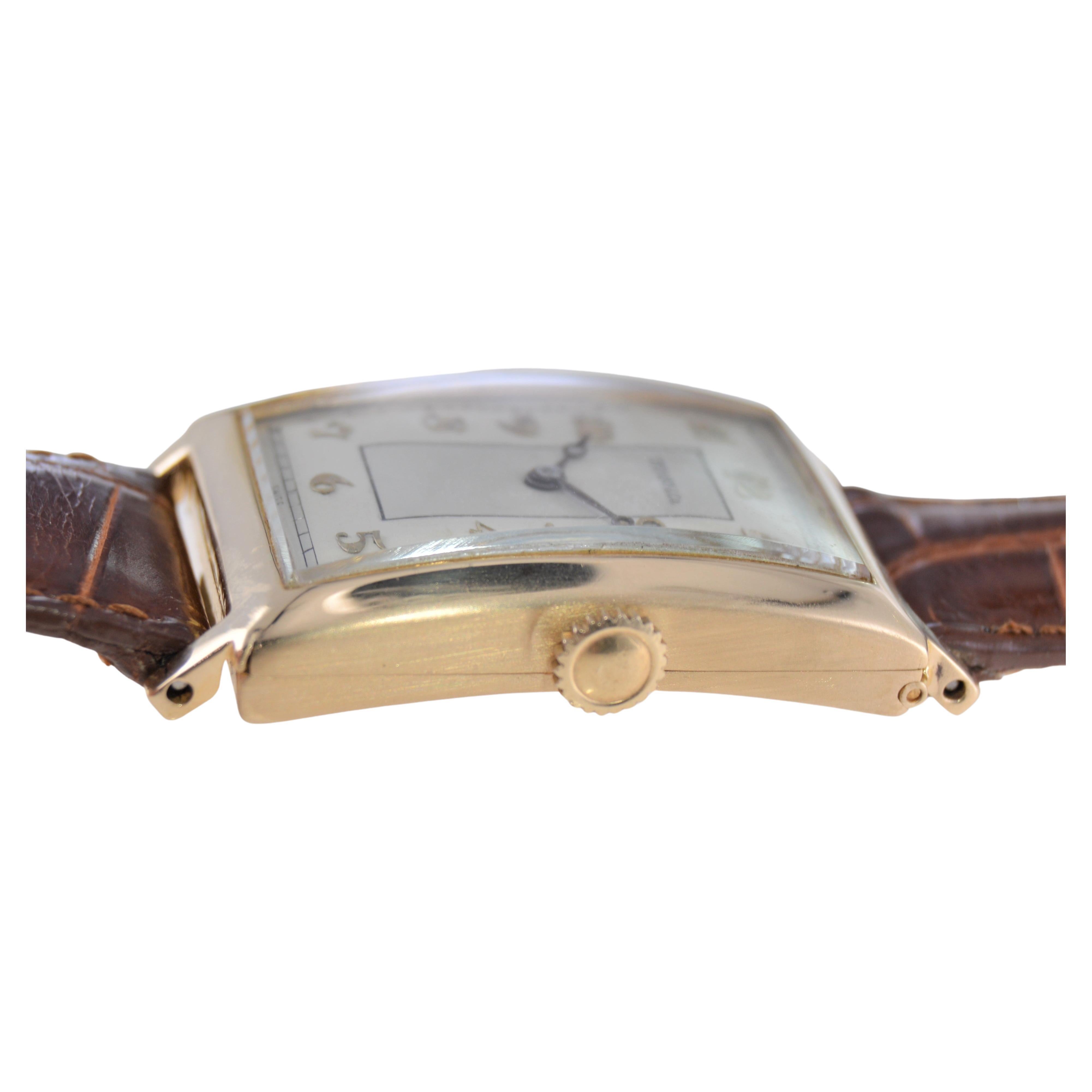 Tiffany & Co. by International 18 Karat Gold Art Deco Tank Watch, circa 1930 For Sale 3