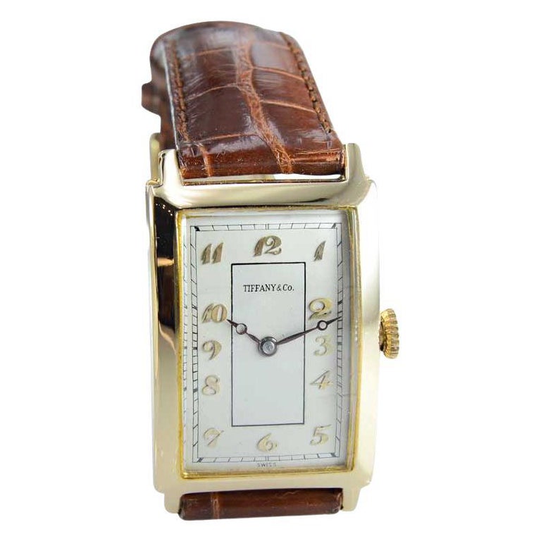 Tiffany & Co. by International 18 Karat Gold Art Deco Tank Watch, circa 1930 4