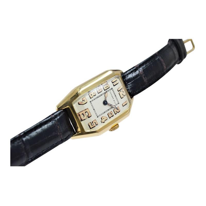 Tiffany & Co. by International Watch Co. 18 Karat Gold Art Deco Handmade Watch For Sale 3