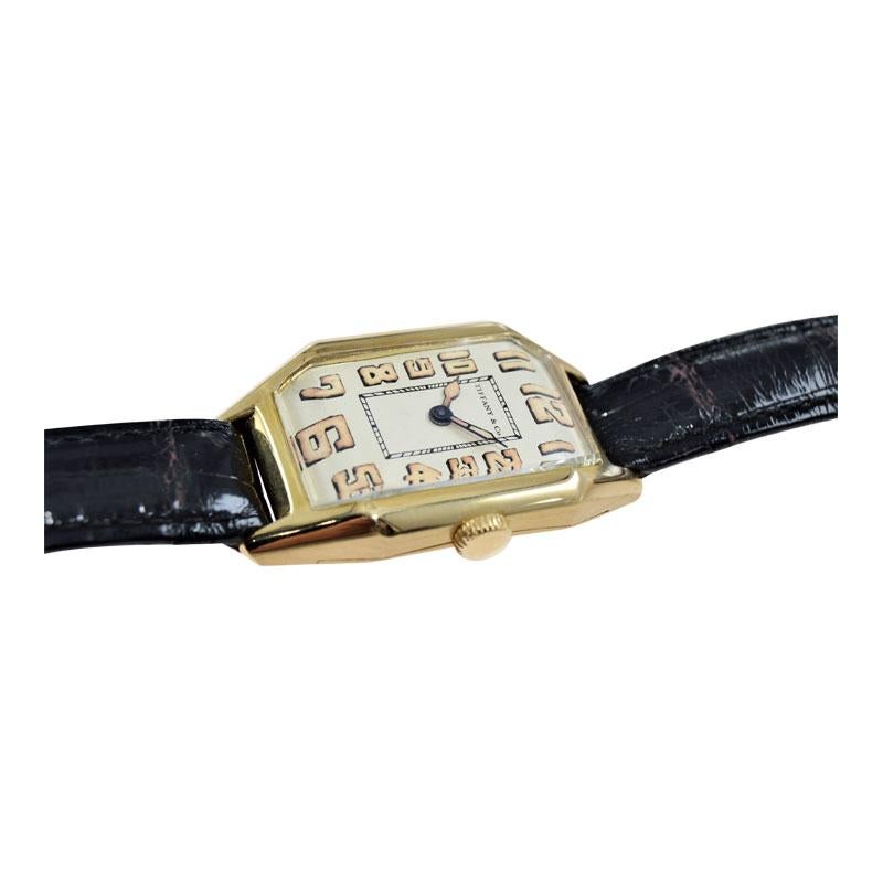 Tiffany & Co. by International Watch Co. 18 Karat Gold Art Deco Handmade Watch For Sale 1