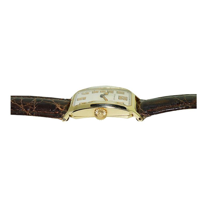 Tiffany & Co. by I.W.C. 18 Karat Gold Art Deco Watch with Original Dial, 1930s In Excellent Condition In Long Beach, CA