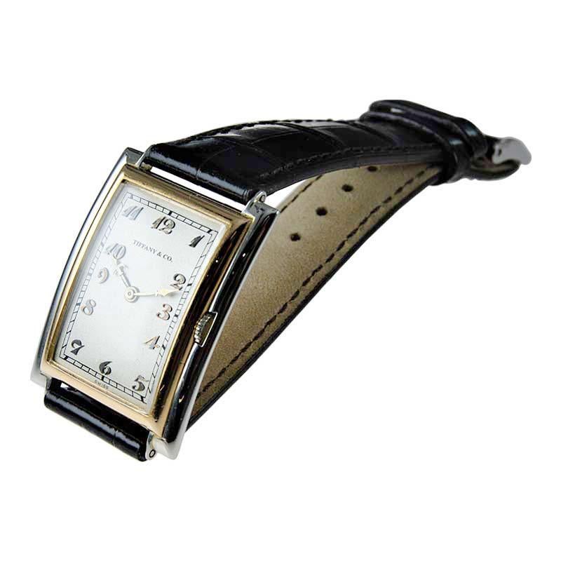 Tiffany & Co. by Jurgensen White and Rose Gold Art Deco Handmade Watch, 1930s 1