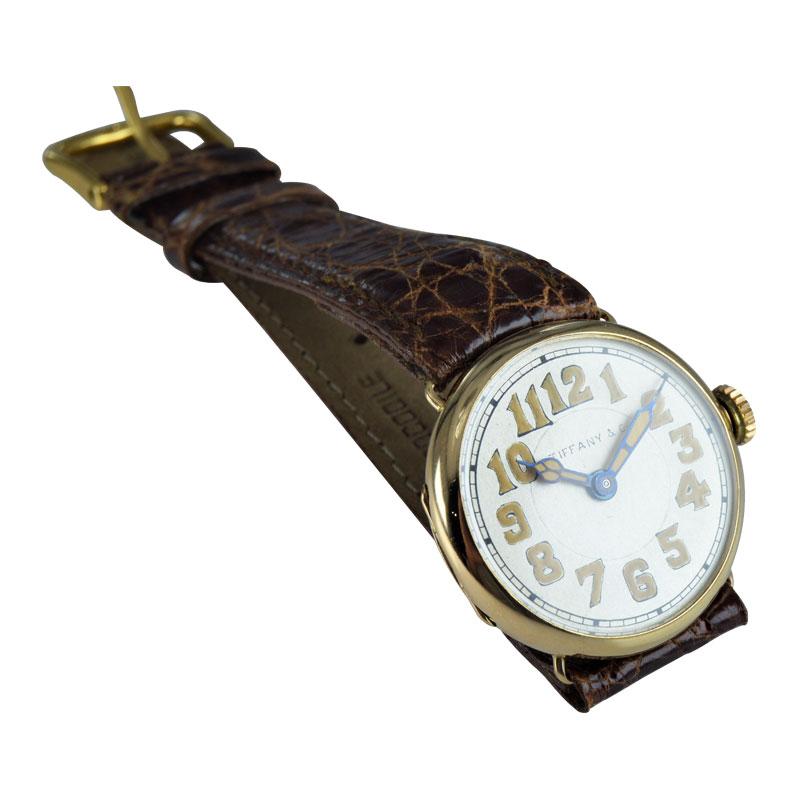 Women's or Men's Tiffany & Co. by Longines 18 Karat Gold from 1917 Art Deco Watch 100 Years Old
